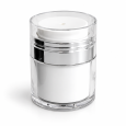 Airless kozmetička teglica 30 ml – bijela sa srebrnim detaljima